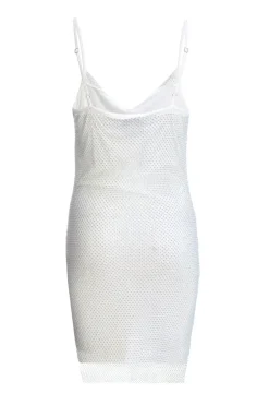 Quiz White Rhinestone Cowl Neck Dress New