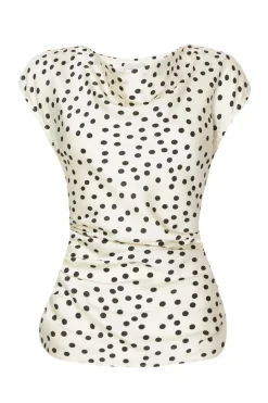 Quiz White Ruched Polka Dot Top Sale
