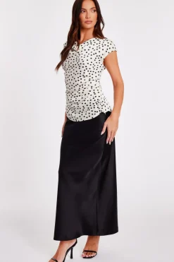 Quiz White Ruched Polka Dot Top Sale