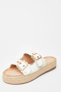 Quiz Scallop Flatform Sandals White Best