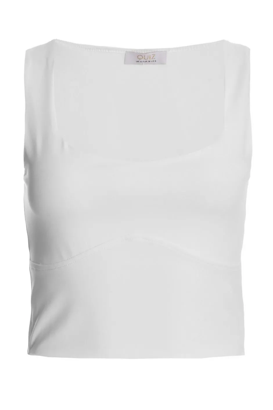Quiz Scoop Neck Crop Top White Outlet