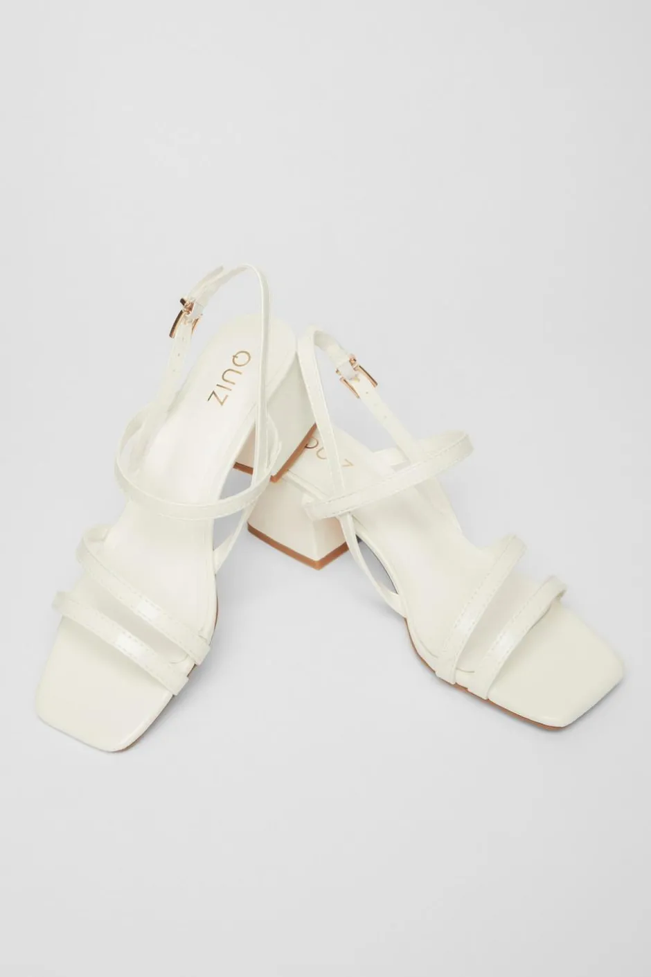 Quiz Sling Back Heeled Sandal White Discount