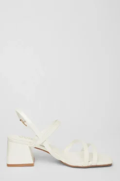 Quiz Sling Back Heeled Sandal White Discount