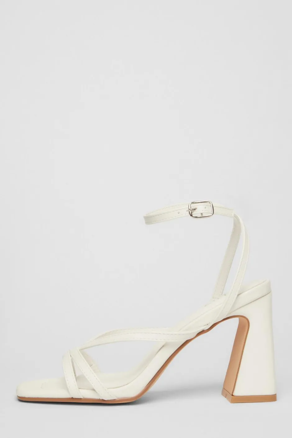 Quiz Strappy Block Heels White Discount