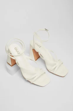 Quiz Strappy Block Heels White Discount