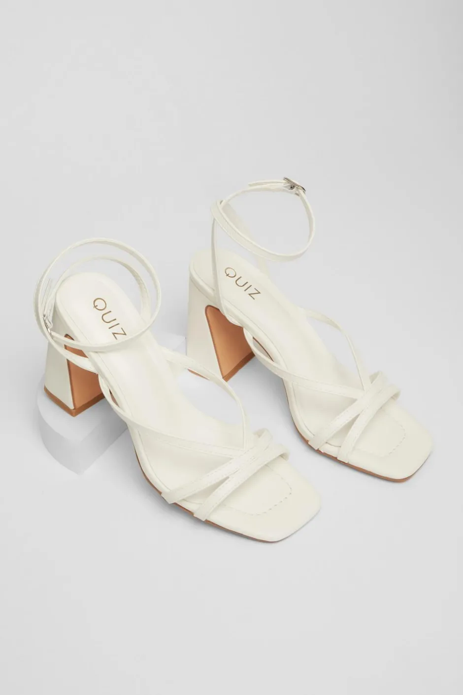 Quiz Strappy Block Heels White Discount