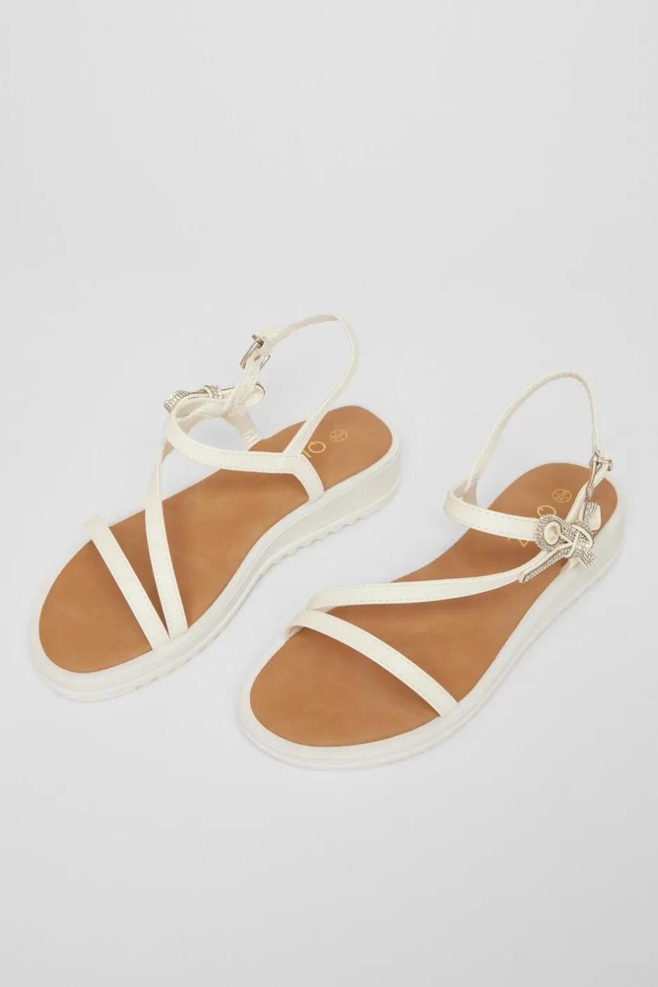 Quiz White Strappy Bow Detail Sandal Hot