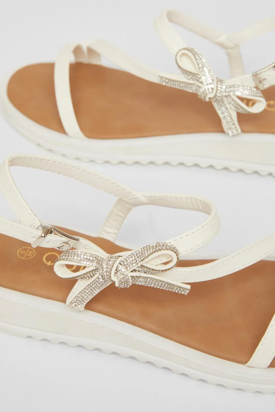 Quiz White Strappy Bow Detail Sandal Hot