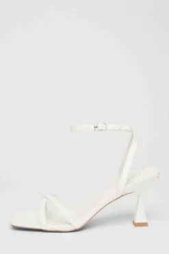 Quiz Strappy Flared Heels White Outlet