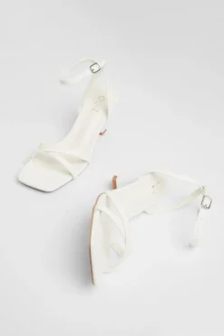 Quiz Strappy Flared Heels White Outlet