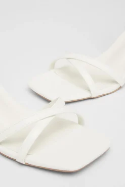 Quiz Strappy Flared Heels White Outlet