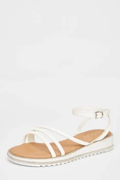 Quiz White Strappy Flat Sandals Sale