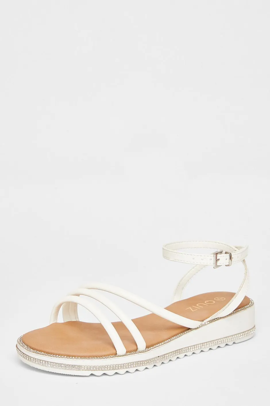Quiz White Strappy Flat Sandals Sale