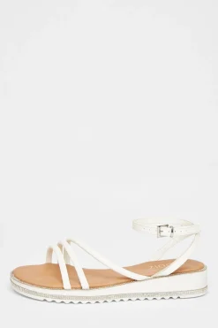 Quiz White Strappy Flat Sandals Sale
