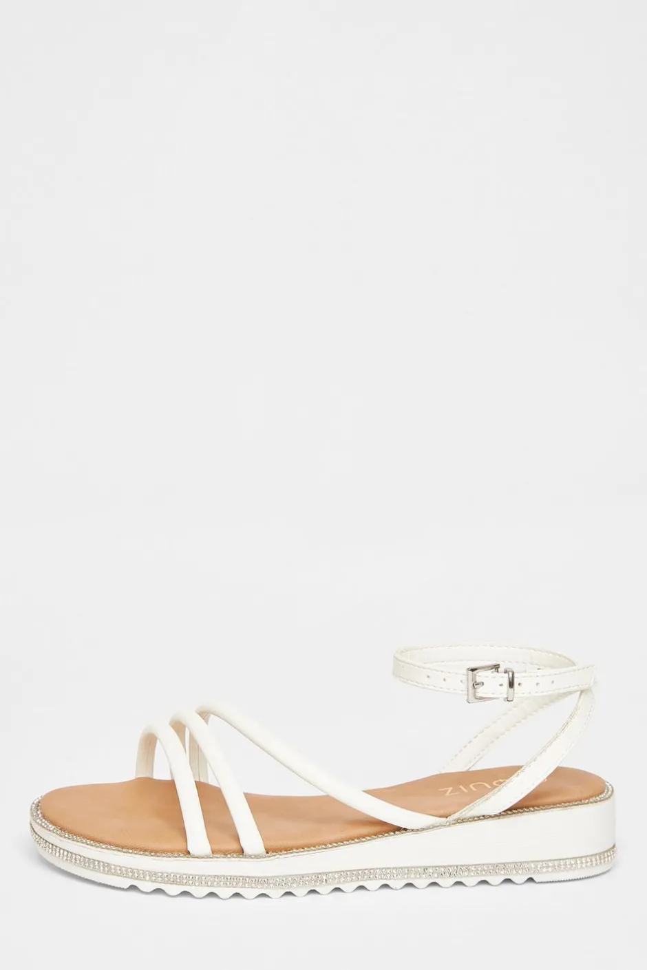 Quiz White Strappy Flat Sandals Sale