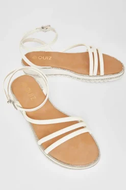Quiz White Strappy Flat Sandals Sale