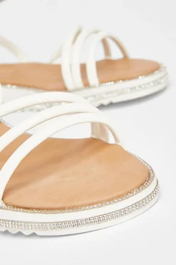 Quiz White Strappy Flat Sandals Sale