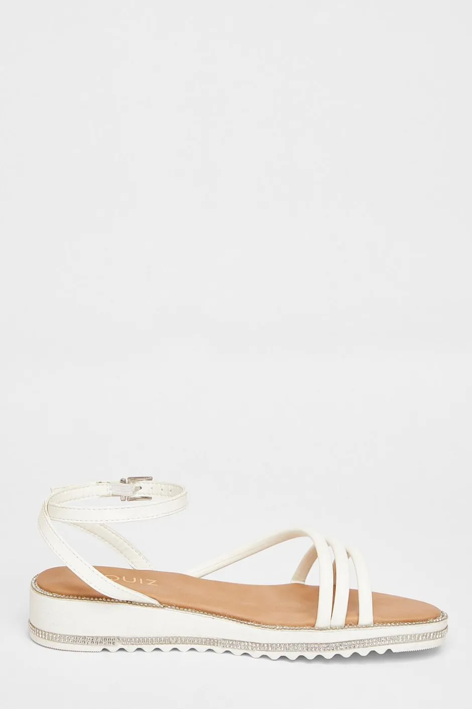 Quiz White Strappy Flat Sandals Sale