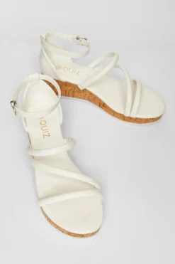 Quiz White Strappy Low Wedges Sale