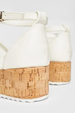 Quiz White Strappy Low Wedges Sale