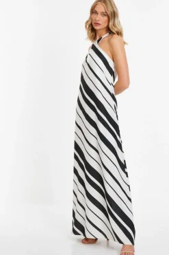 Quiz White Stripe Halter Maxi Dress Discount