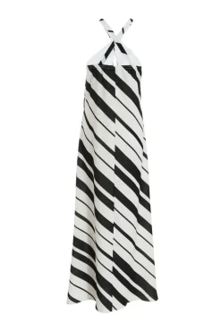 Quiz White Stripe Halter Maxi Dress Discount