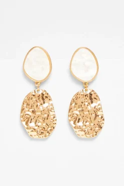 Quiz Textured Drop Earrings White Sale