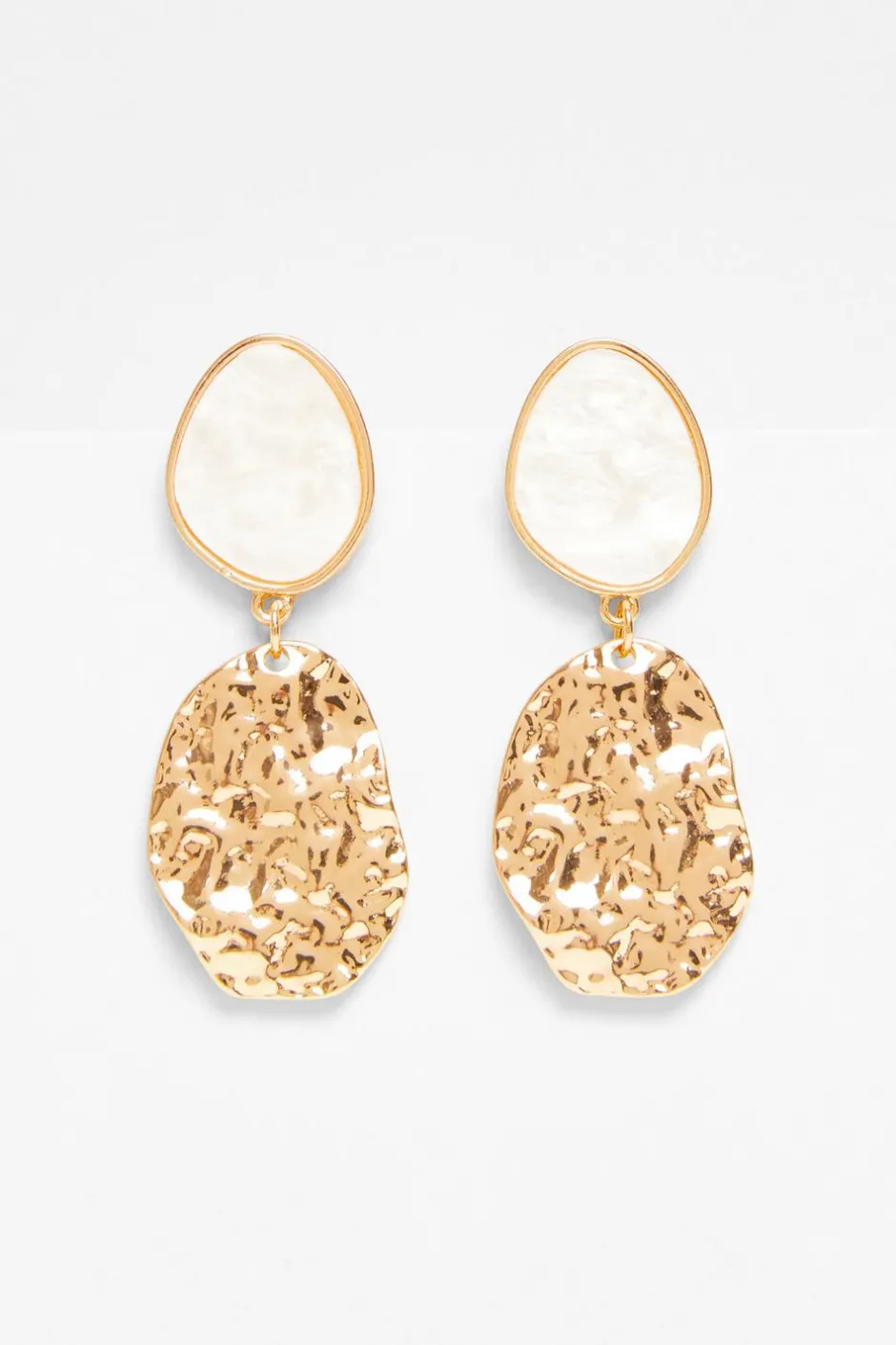Quiz Textured Drop Earrings White Sale