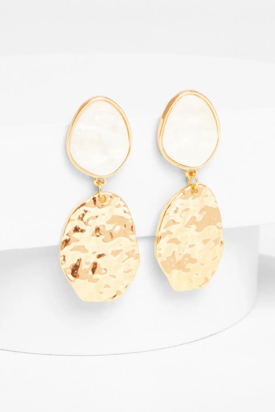 Quiz Textured Drop Earrings White Sale