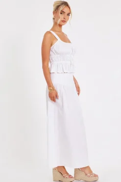 Quiz White Tie Detail Crop Top Clearance