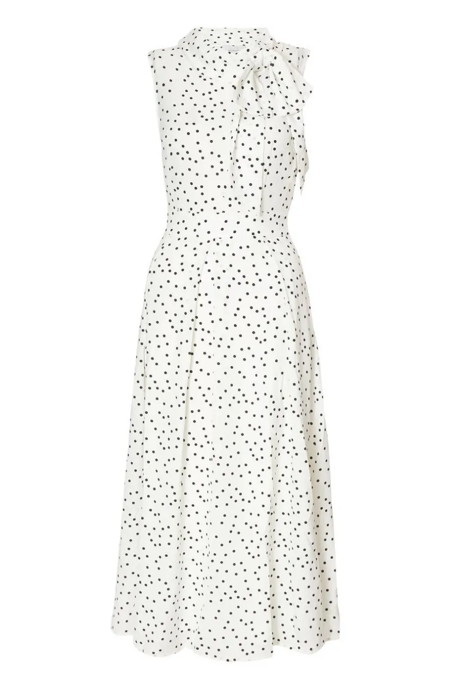 Quiz Tie Neck Polka Dot Midaxi Dress White Clearance