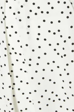 Quiz Tie Neck Polka Dot Midaxi Dress White Clearance