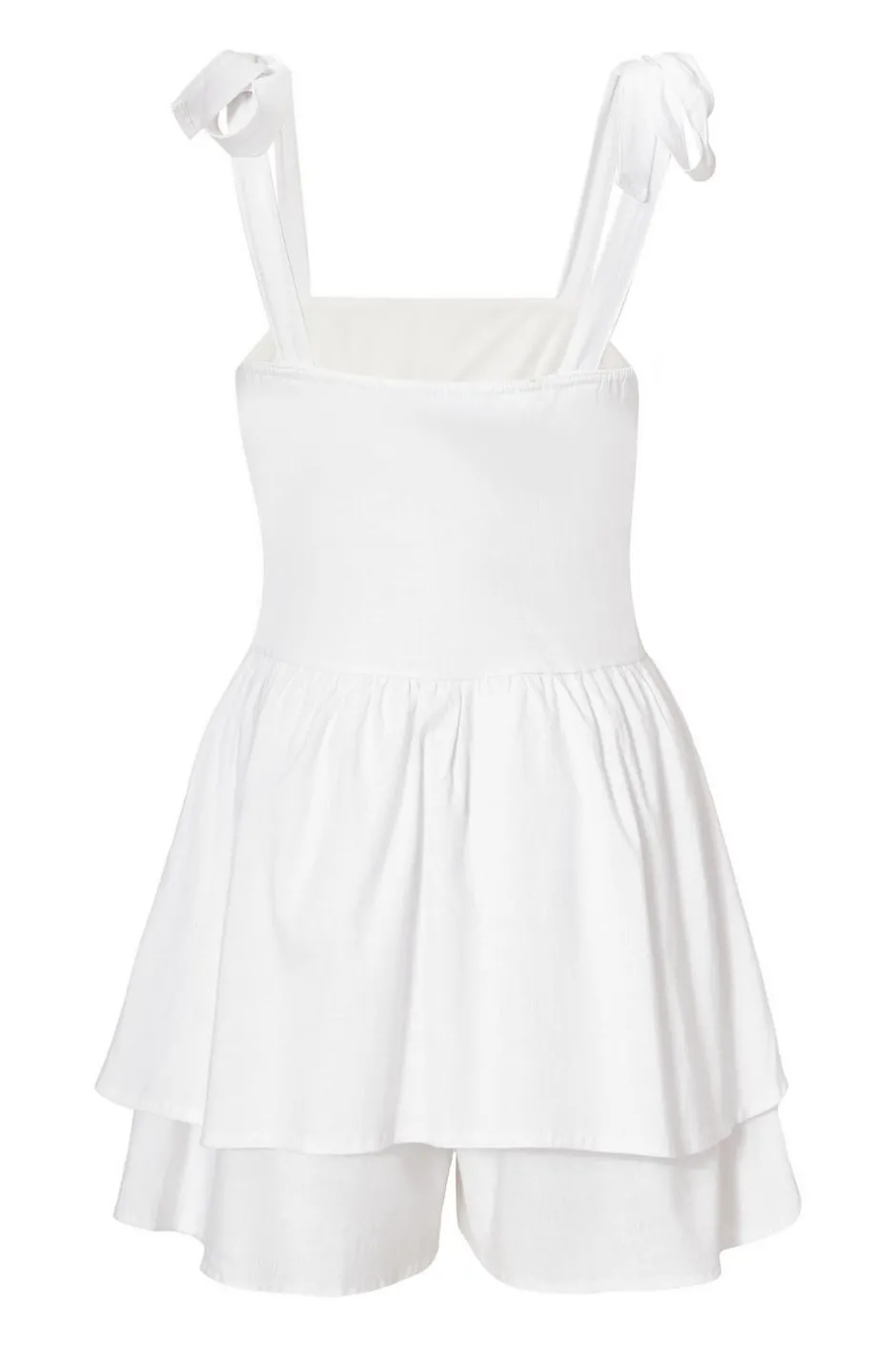 Quiz White Tie Shoulder Ruched Playsuit Discount