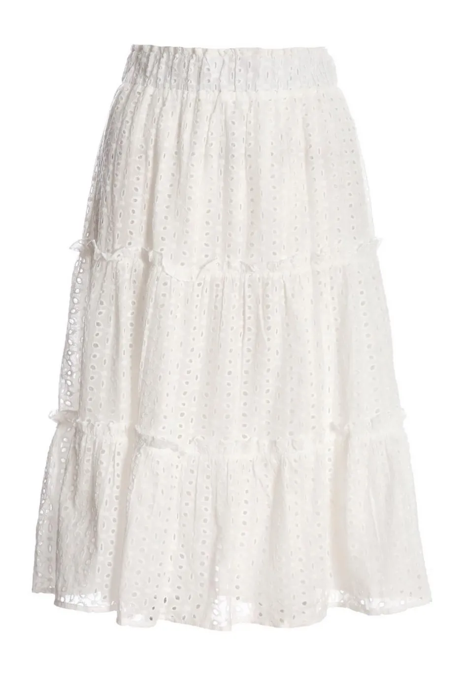 Quiz White Tiered Midi Skirt Discount