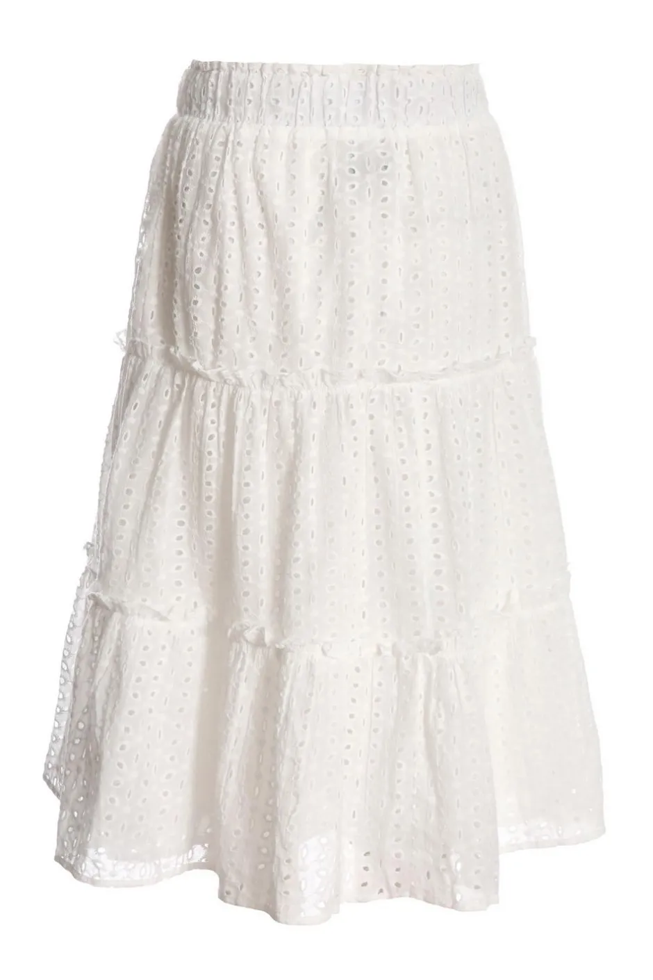 Quiz White Tiered Midi Skirt Discount