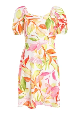 Quiz White Tropical Print Skater Dress Outlet
