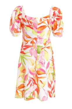 Quiz White Tropical Print Skater Dress Outlet