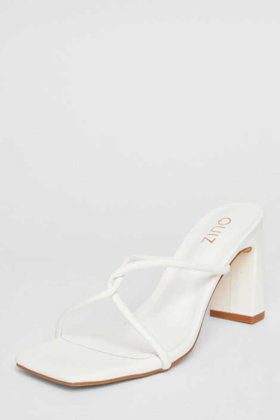 Quiz Twist Front Strappy Block Heels White Hot