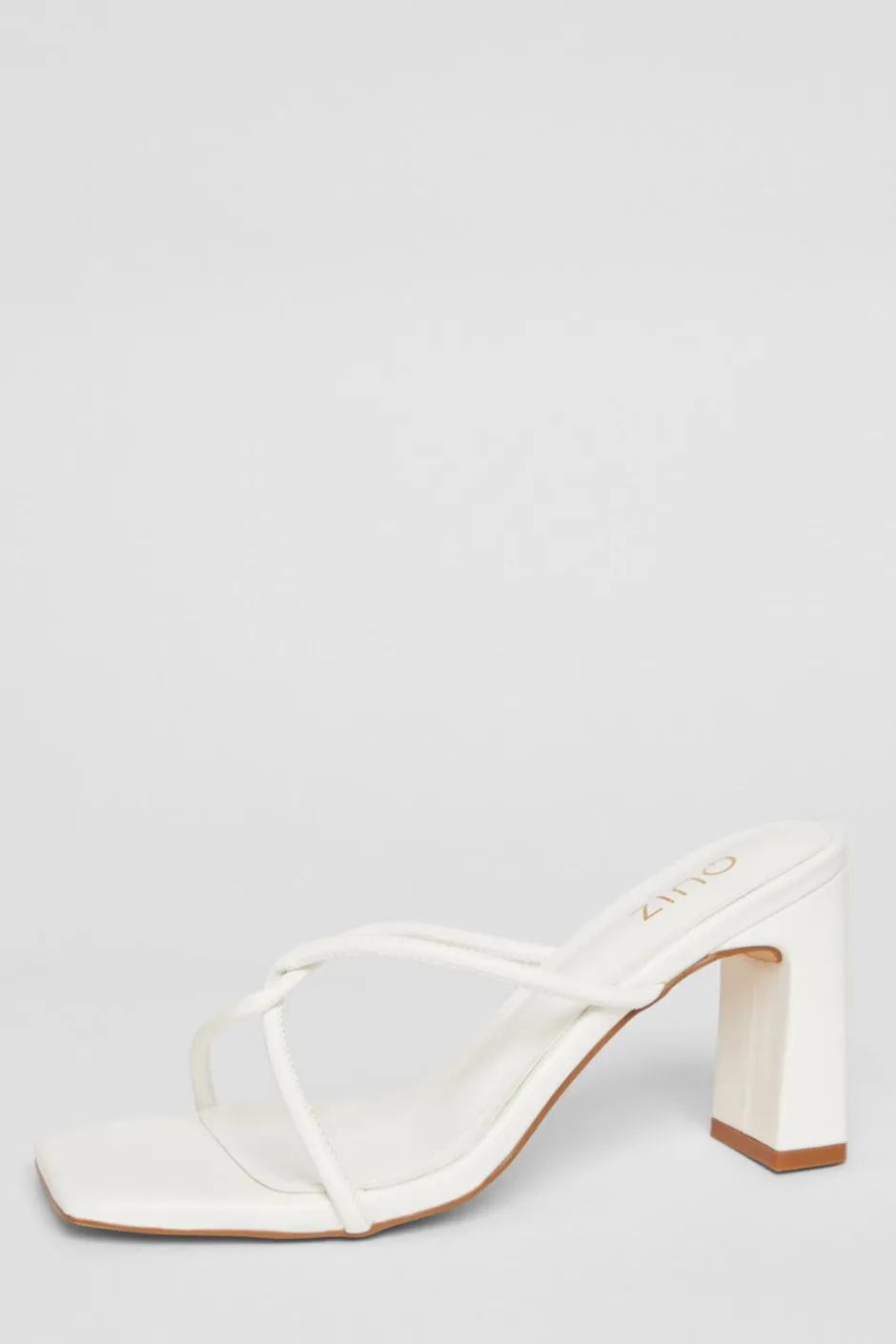 Quiz Twist Front Strappy Block Heels White Hot