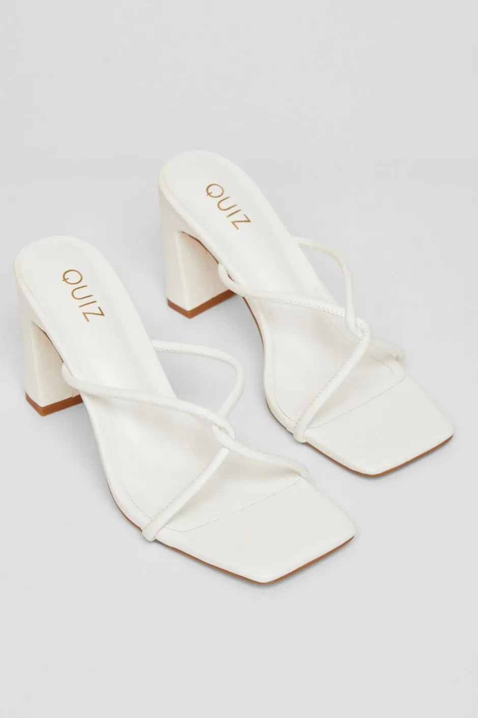 Quiz Twist Front Strappy Block Heels White Hot