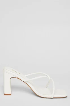 Quiz Twist Front Strappy Block Heels White Hot