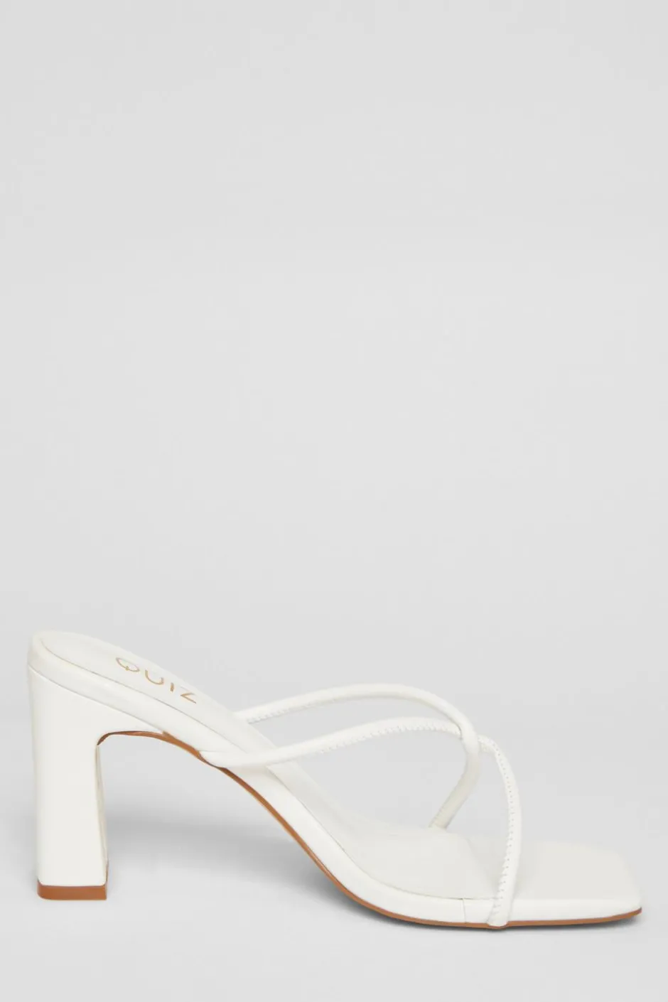 Quiz Twist Front Strappy Block Heels White Hot