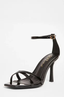 Quiz Wide Fit Barely There Heels Black Discount