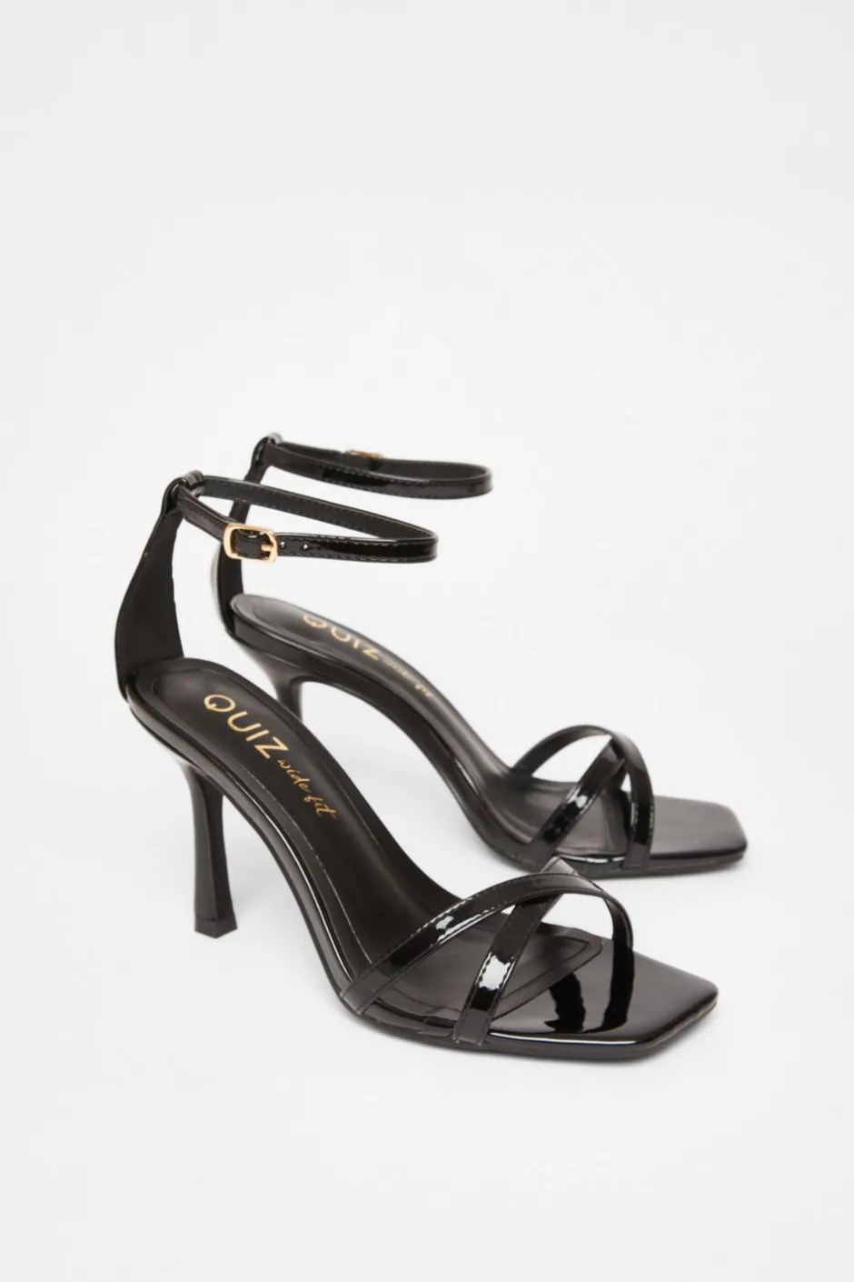 Quiz Wide Fit Barely There Heels Black Discount