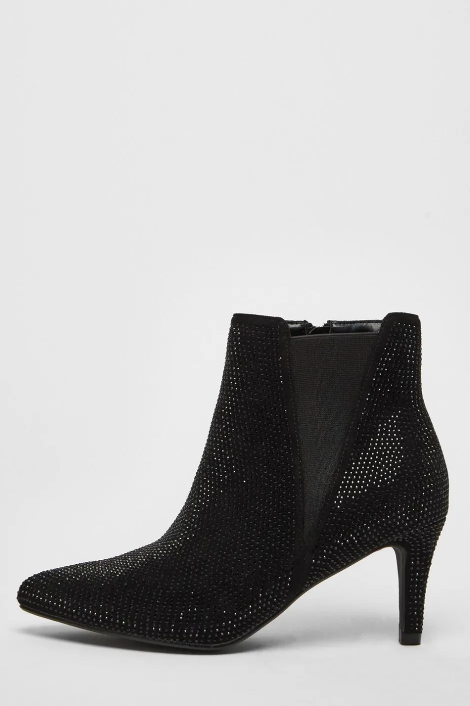 Quiz Wide Fit Black Diamante Ankle Boots Hot