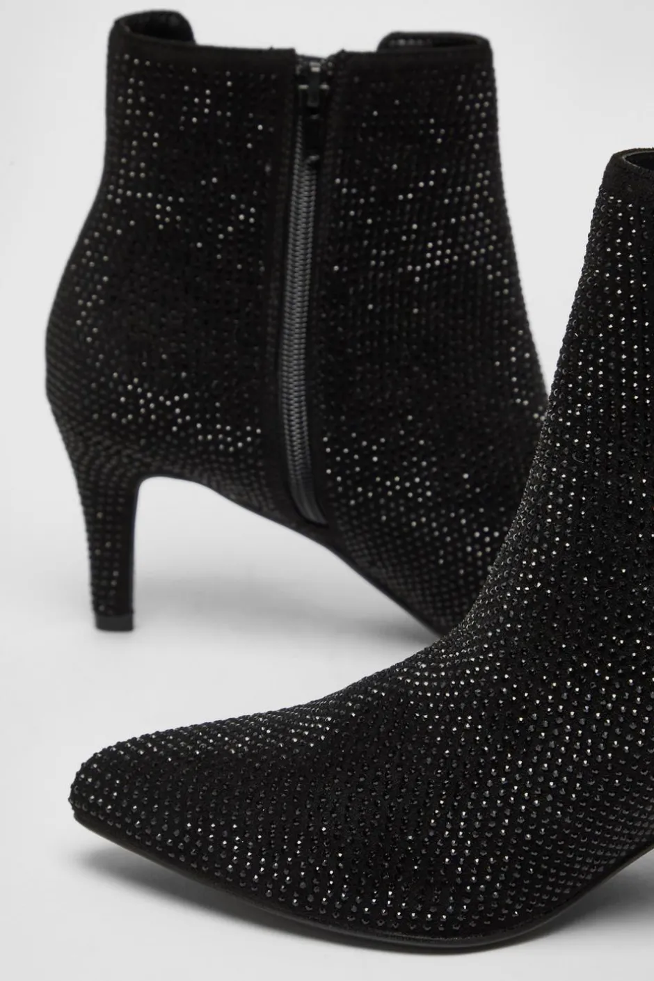 Quiz Wide Fit Black Diamante Ankle Boots Hot