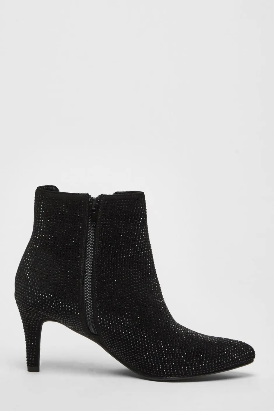 Quiz Wide Fit Black Diamante Ankle Boots Hot