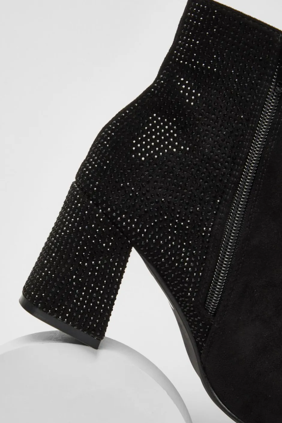 Quiz Wide Fit Black Diamante Ankle Boots