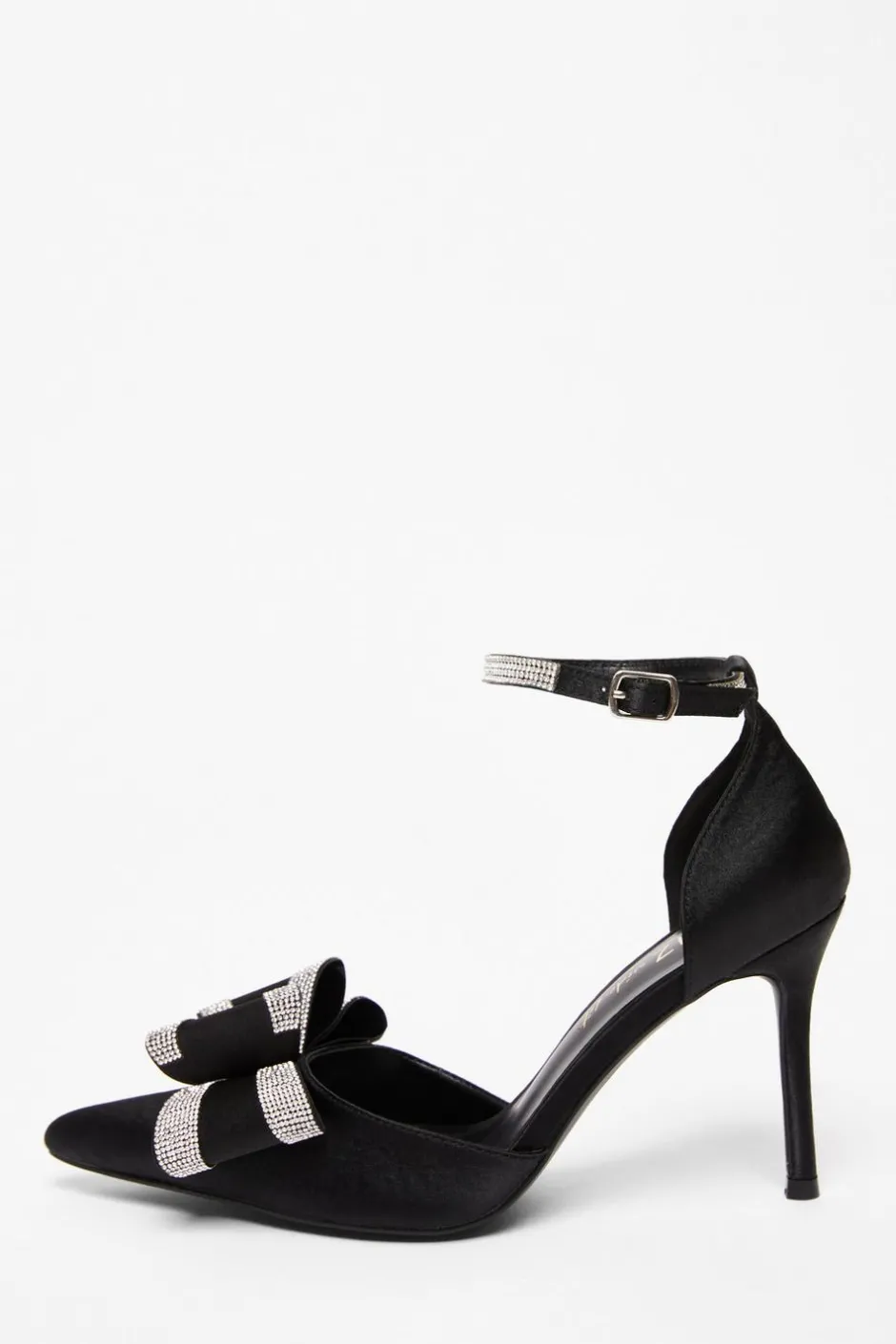 Quiz Wide Fit Black Diamante Court Heels Discount