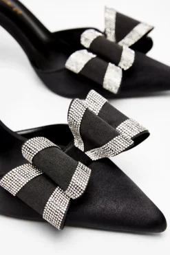 Quiz Wide Fit Black Diamante Court Heels Discount